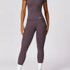 2 Piece Short Sleeve Gym Set (3 COLORS) - Plum